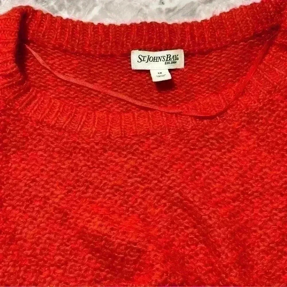 St. John's Bay Women's Size 1X Pullover Sweater Red Long Sleeve Bright Threads - Picture 11 of 11
